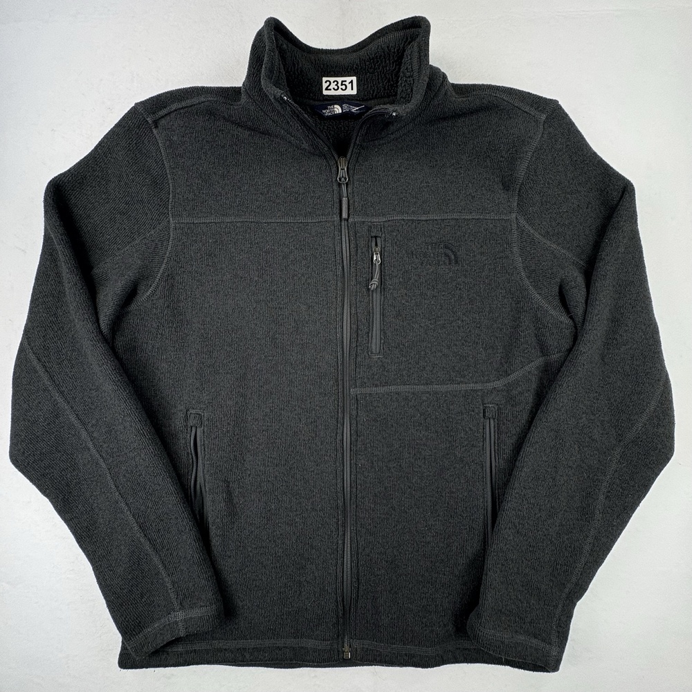 The North Face Gordon Lyons Fleece Jacket Mens Medium Gray Full Zip Sweater Knit